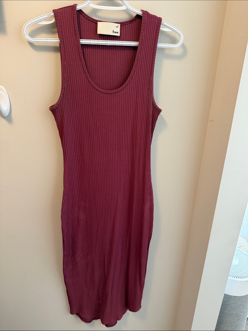 Wilfred Ribbed Tank Midi Dress in Wine Red